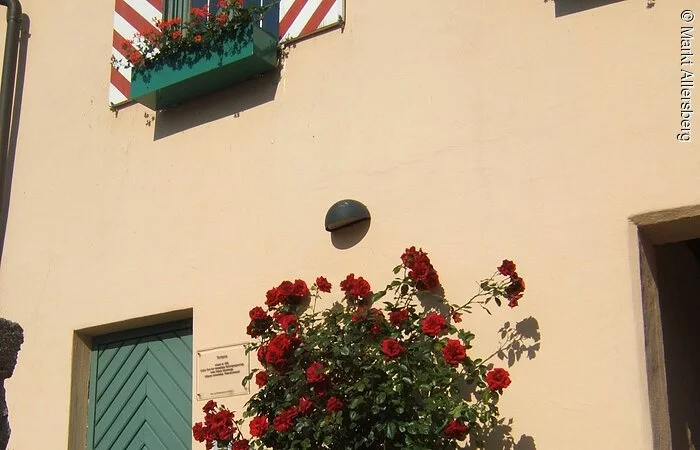 Torturm von außen mit Rosen