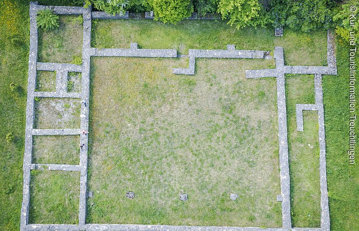 gesamte villa rustica in einer Luftaufnahme sichtbar