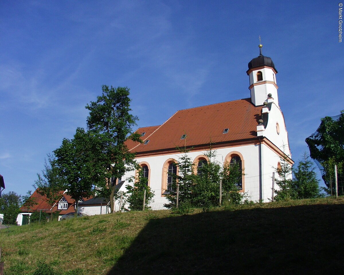 Aufsicht zur St. Georg Kirche in Gnotzheim.