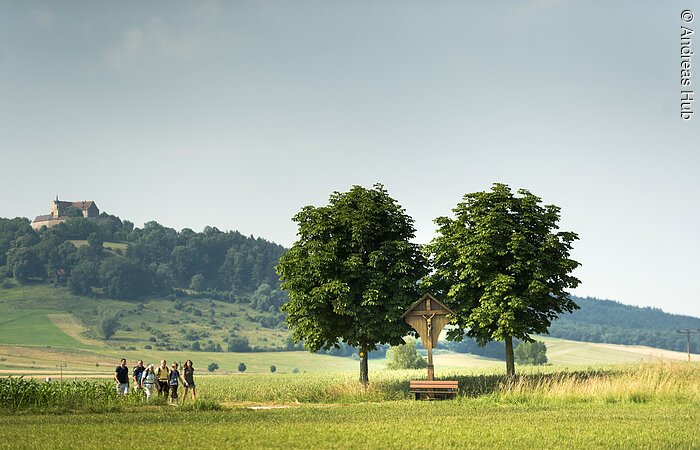 Pilgern im Fränkischen Seenland Super fränkisches Foto von Pilgerern.